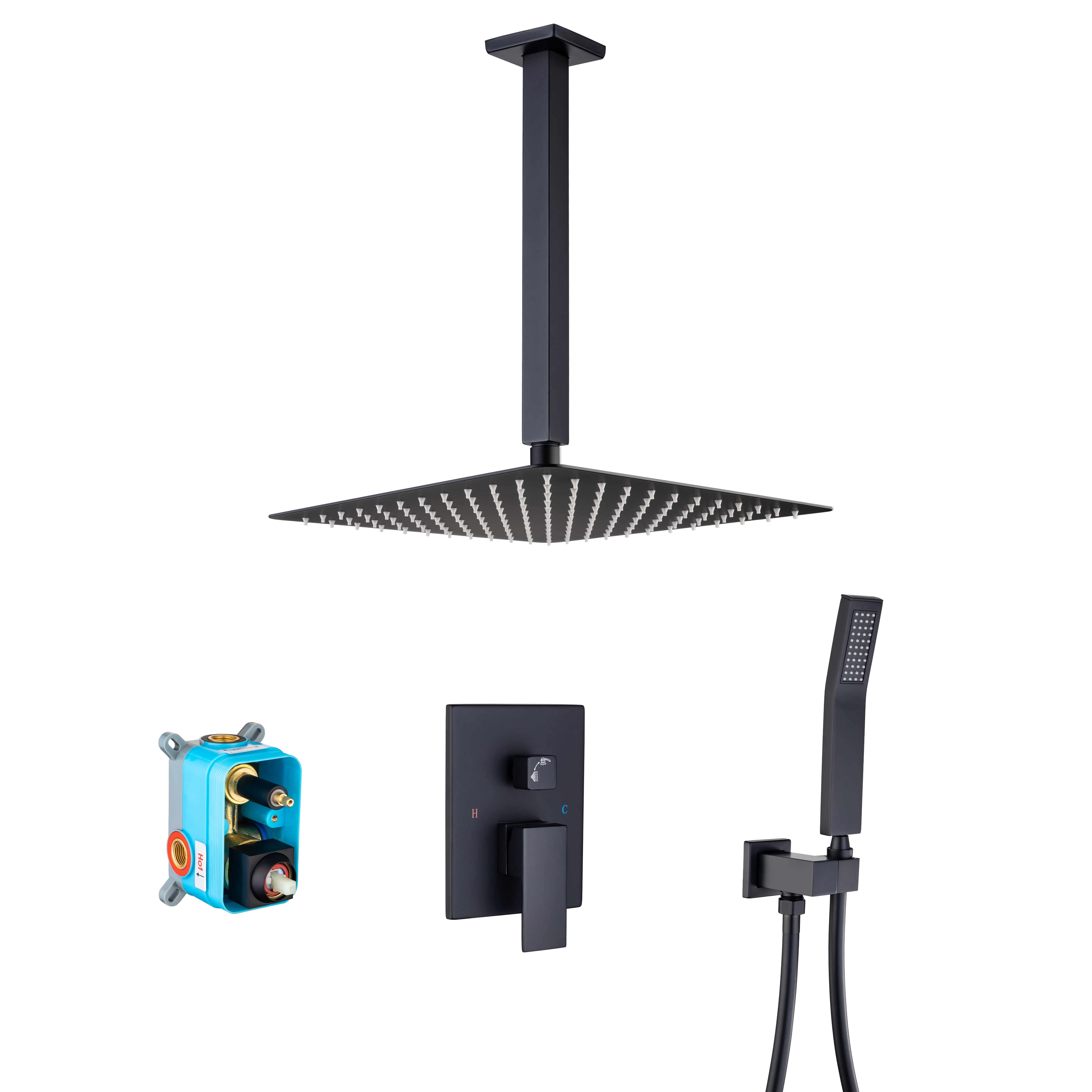 Artlia 12 inch Ceiling Shower System Brushed Nickel Shower Combo Set ...
