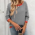 thumbnail image 2 of MESSUEN Crew Neck Sweater for Women Striped Sweater Long Sleeve Sweaters for Women Summer Tank Tops for Women Womens Tops Casual Basic Tops for Women's Tops Black L, 2 of 7