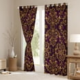 thumbnail image 3 of Homewish Vintage Baroque Floral Black Out Curtains,Damask Victorian Curtains Pack of 2 (42x63 Each),Gold Purple Bedroom Curtains For Adults,Microfiber Bedroom Decor, 3 of 6