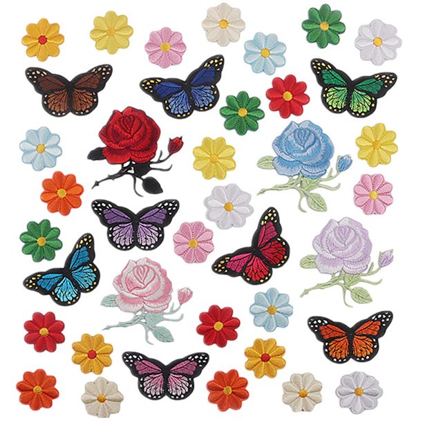 39 Piezas Parche de Apliques Parches Sonrientes Apliques de Coser para DIY Camisetas Jeans Bolsas de Ropa, Parche de Coser para Niños, Parche Bordado de Refuerzo de Rodilla para Niños para Bricolaje
