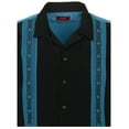 thumbnail image 2 of 9 Crowns Men's Modern Fit Short Big & Tall Sleeve Guayabera Button Down Shirt (Large, Black/Teal1), 2 of 3