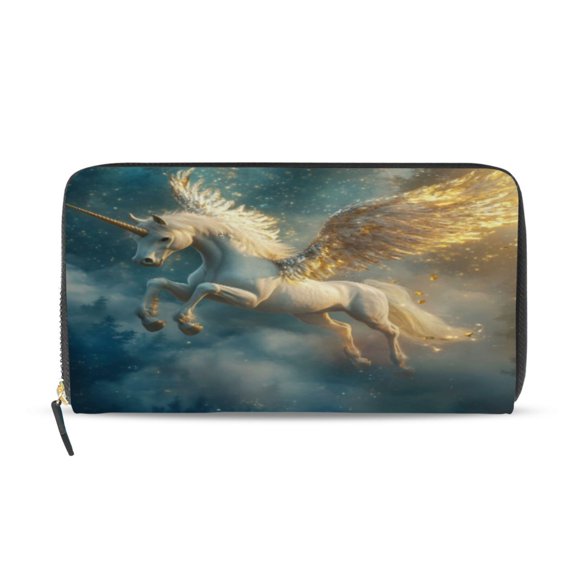 Qxltty Starry Sky Pegasus Women's Leather Wallet Fashion Retro Multi Card Holder with Cell Phone Pocket Mothers Day Gifts