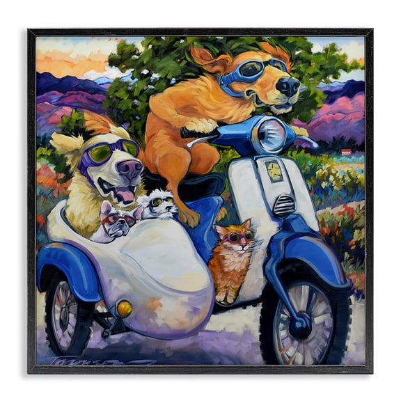 Stupell Industries All Doggled Up Sidecar Black Framed Giclee Art, design by CR Townsend