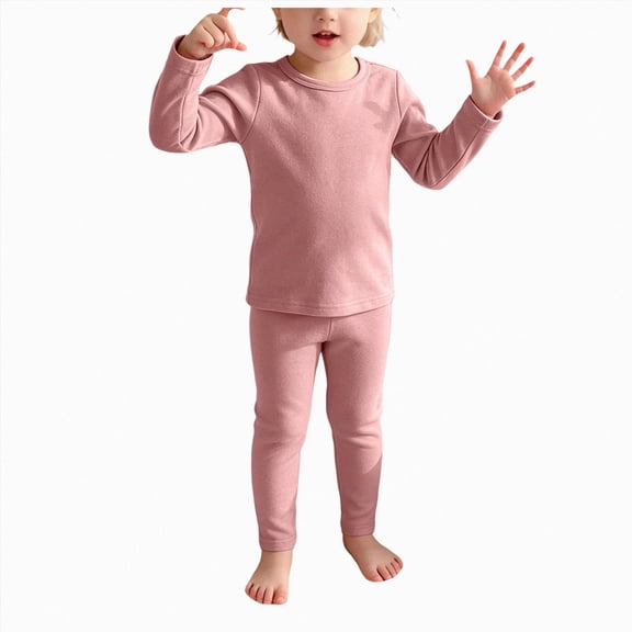 Girls' Set Baby Warm And Winter Solid Color Home Clothes Underwear Set Boys' And Girls' 1T 2T 3T 4T 5T 6T 7T Gift Set 6-12 Months