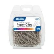 BAZIC Paper Clips Jumbo 50mm, Silver Color Paper Clip (100/Pack), 1-Pack