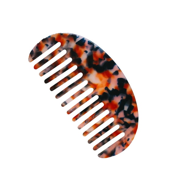 Peine de bolsillo francés de dientes anchos con textura de mármol y estampado de leopardo. Cepillo desenredante antiestático de acetato. Herramienta de peluquería.
