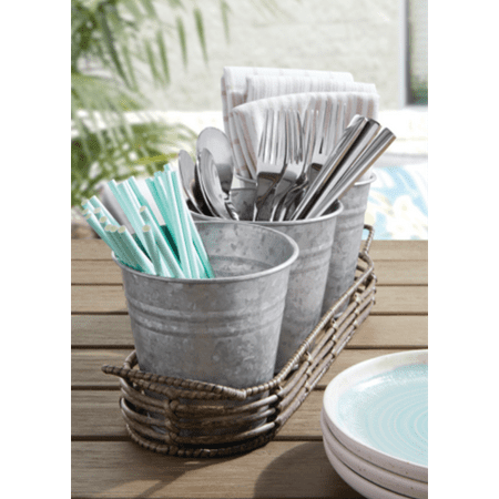Better Homes & Gardens Galvanized Rattan Serve Caddy