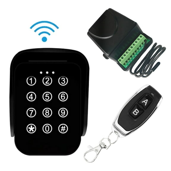 Wireless Keypad Gate Opener Keypad Rolling Code 433MHZ Keypad with 12V/24V 2 Channel Receiver for Garage Door