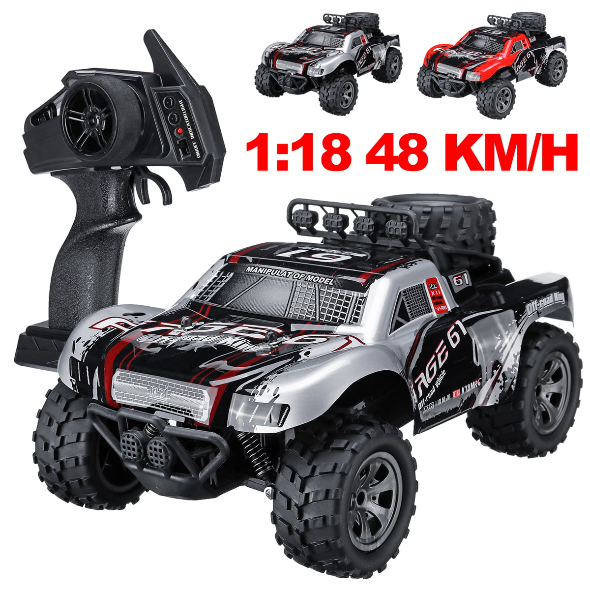 2.4GHz 1/18 Scale RC Car 4WD RC Truck Car Monster Truck Remote Control ...