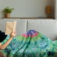 thumbnail image 3 of Marble Print Soft Flannel Fleece Throw Blanket, Distressed Background Pleating Gradient Brushed Stone Styled Effect Image, Cozy Plush for Indoor and Outdoor Use, 60" x 80", Green Pink, by Ambesonne, 3 of 5
