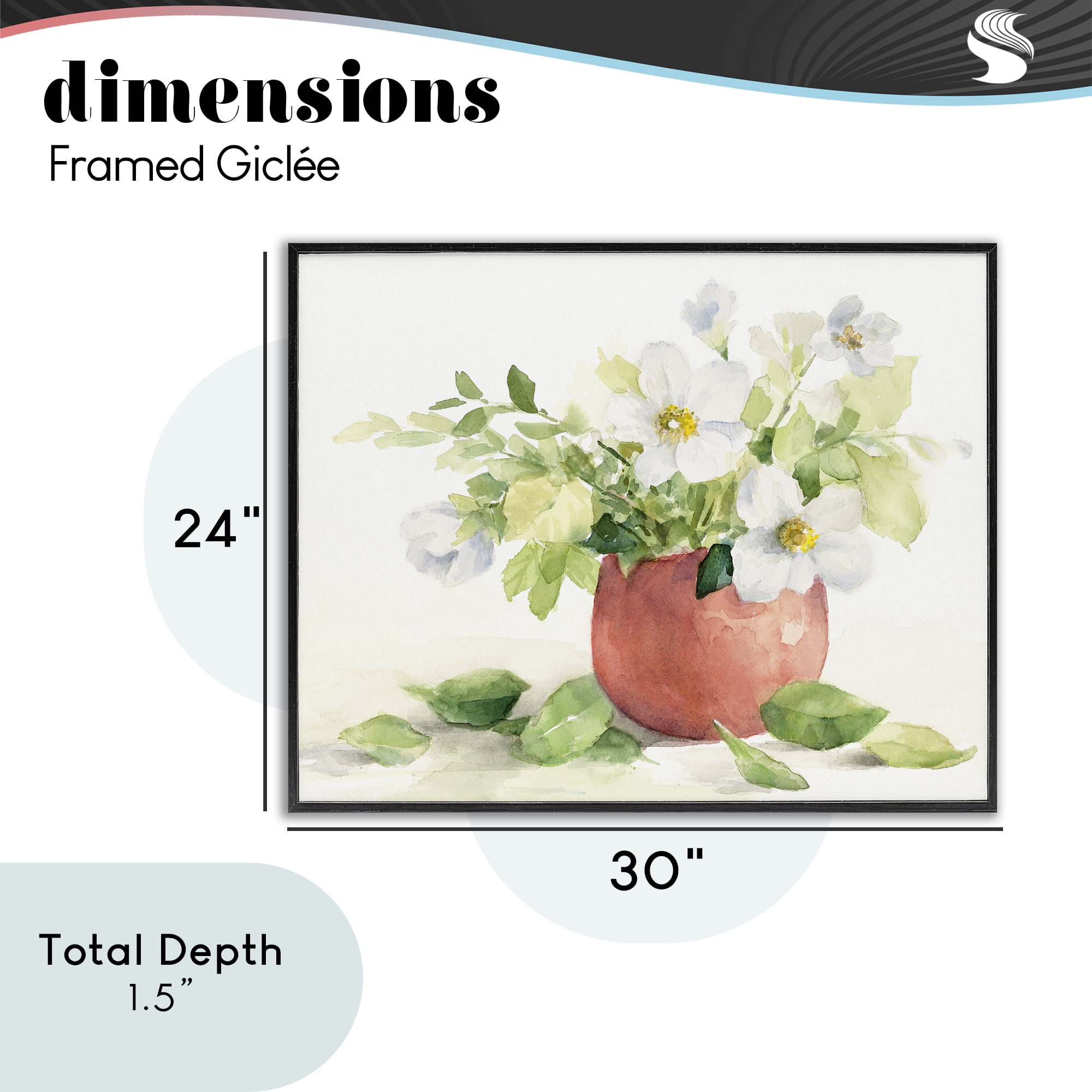 Stupell Industries White Anemones in Copper Vase Black Framed Giclee Art, design by Lanie Loreth