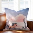 thumbnail image 2 of Vintage Running Throw Pillow Cover Horse Pink Sky and Mountain Cotton Linen Cushion Cover Throw Pillow Case with Invisible Zipper for Couch Sofa Bed Chair Car 16x16 Inch, 2 of 9