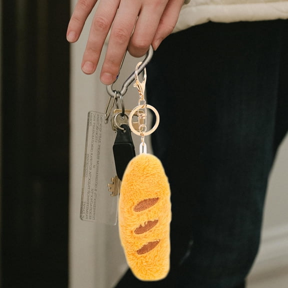 Raindrops Kawaii Stuffed Plush Bread Keychain Vivid Food Pendant Keychain for Backpack Cute Bread Keychain Handbag Hanging Adornment