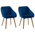thumbnail image 1 of CorLiving Ayla Set of 2 Velvet Upholstered Indoor Side Chairs with Arms and Wood Legs, 1 of 9