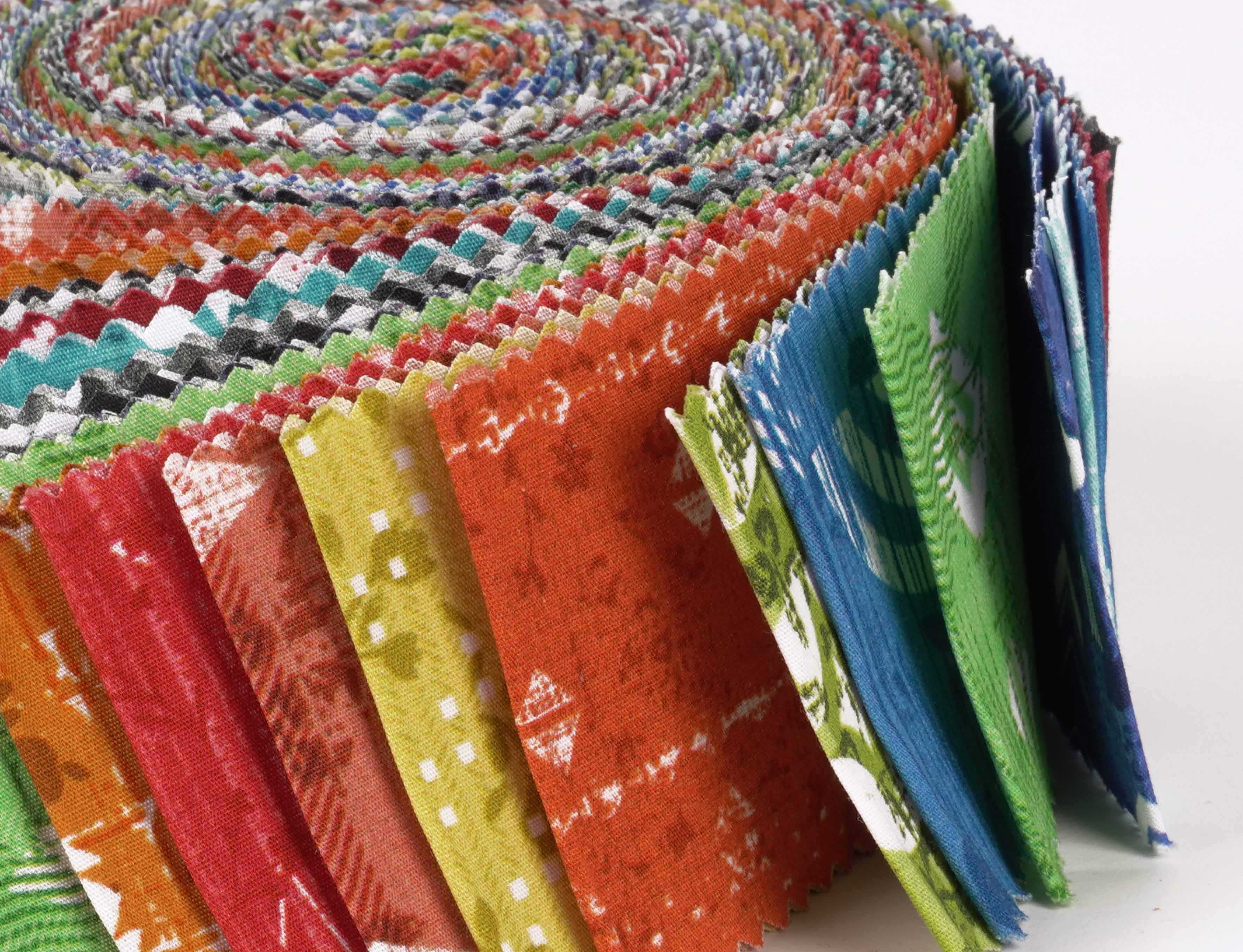 Soimoi 40Pcs Geometric & Texture Print Cotton Precut Fabrics For Quilting Craft Strips 2.5x42inches Jelly Roll - Multicolor