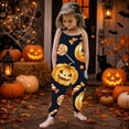 thumbnail image 2 of Gunia Toddler Girls Halloween Outfit Flannel Pumpkin Kids Suspender Romper Loose Harem Style Jumpsuit Festive Party Outfits Black 4-5 Years, 2 of 5