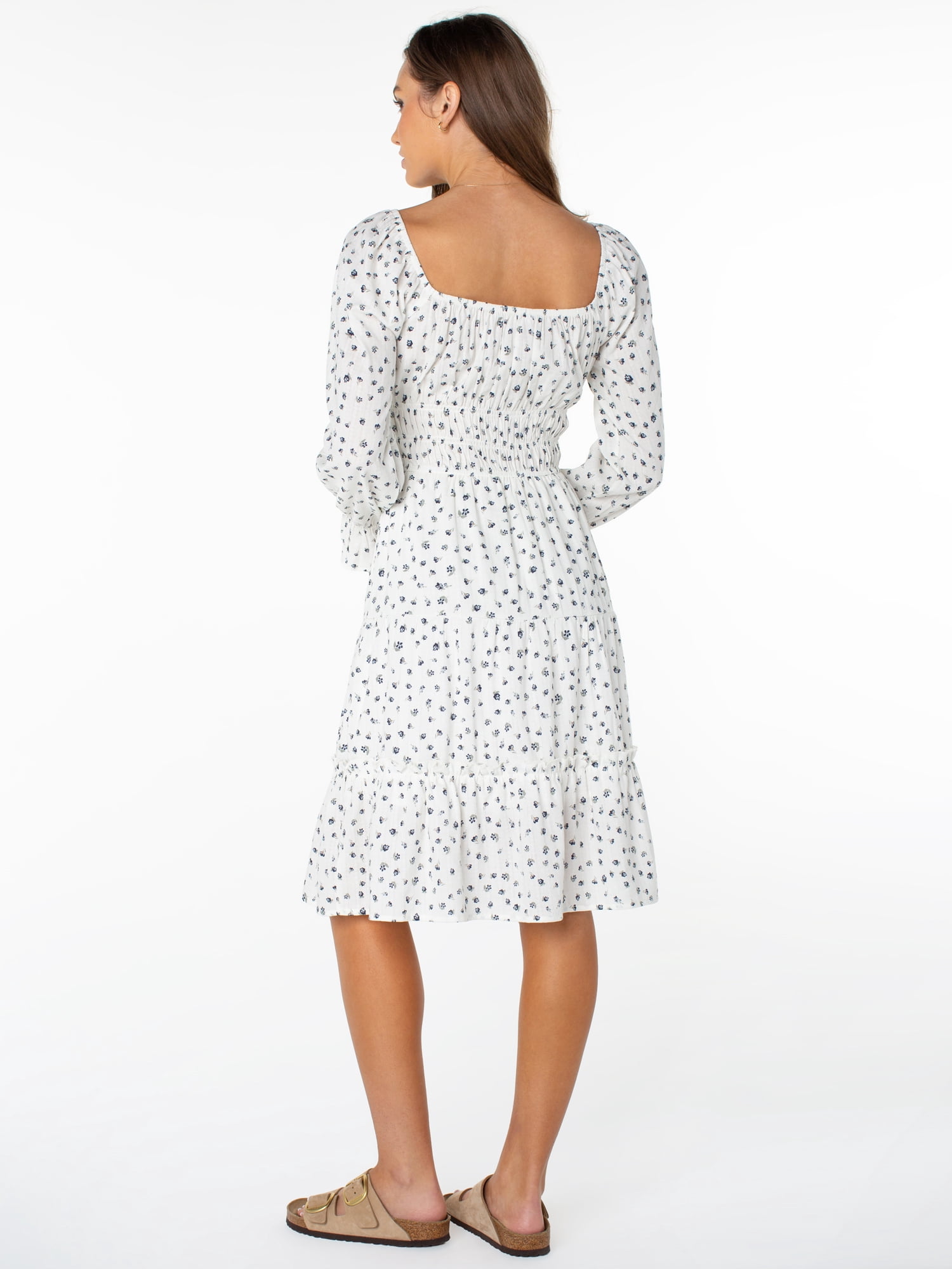 Celebrity Pink Women's Long Sleeve Lace Trim Midi Dress, Sizes XS-XXXL