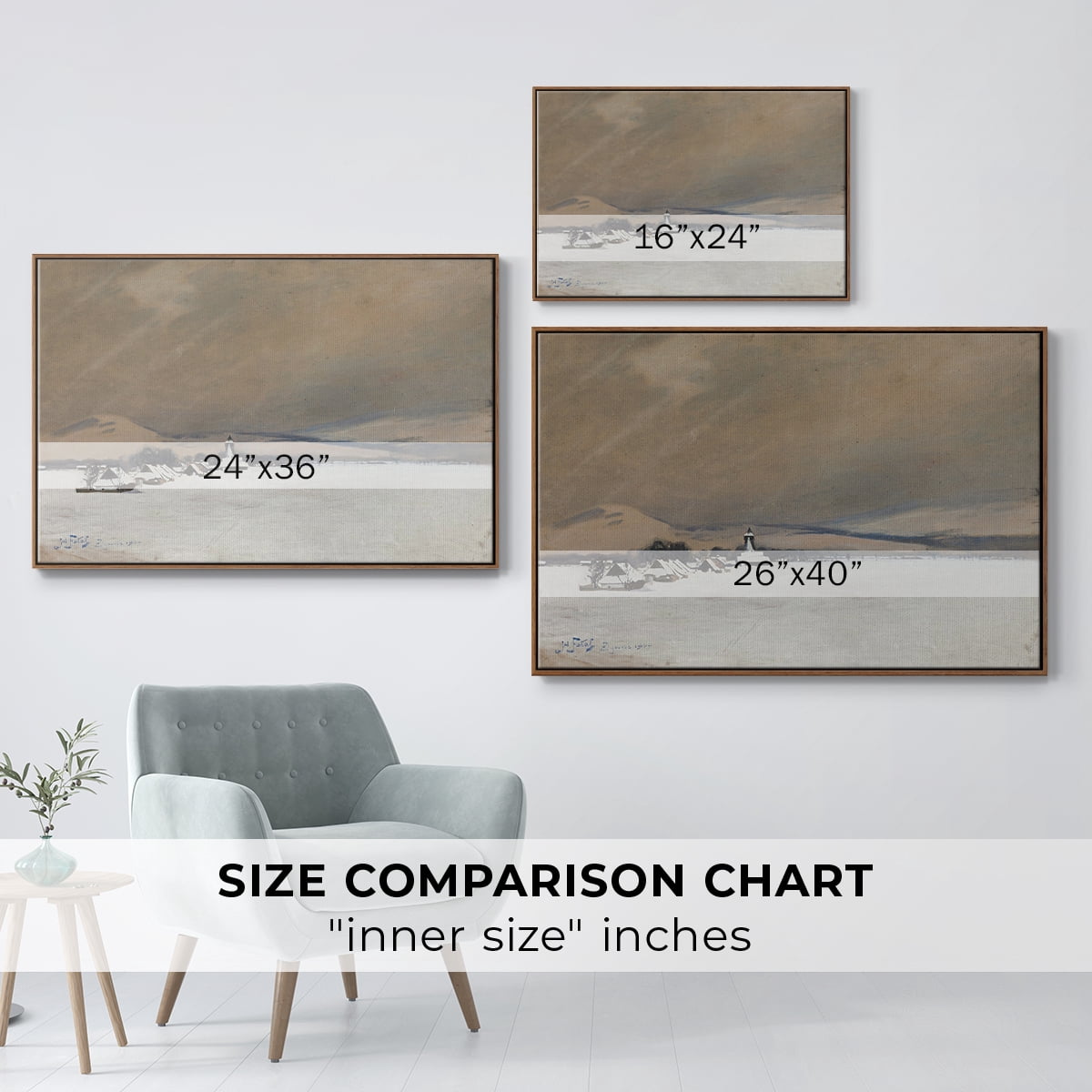 Vintage Landscape-CCCLXXXII By Wexford Home Framed in Walnut Wood Gallery Wrapped Canvas 25 in. x 37 in.