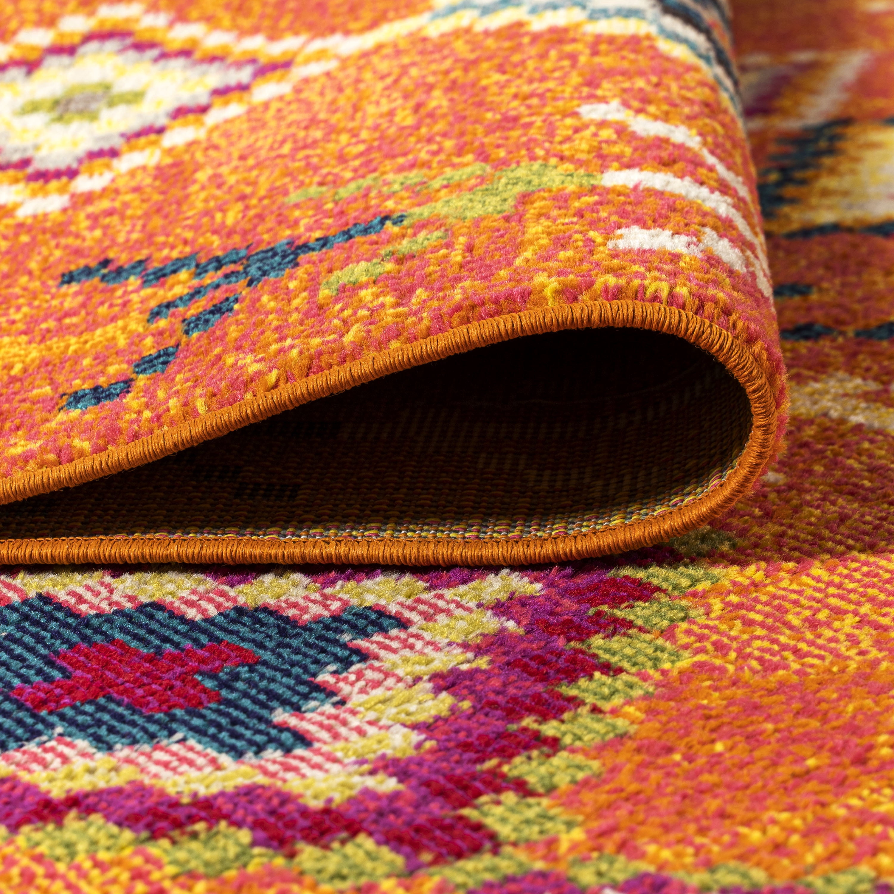 JONATHAN Y MOROCCAN HYPE 3 x 5 Area Rug, Tribal Love Geometric - Orange/Multi, MOH105C-3