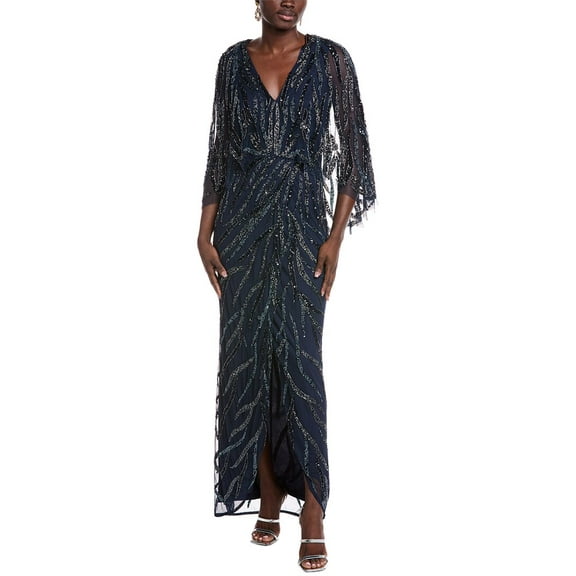 Aidan Mattox womens  Beaded Maxi Dress, 2, Blue