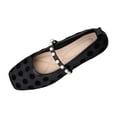 thumbnail image 4 of Purcolt Mary Jane Shoes for Women Trendy Elegant Polka Point Square Toe Slip On Ballet Shoes Comfort Casual Soft Sole Flat Shoes with Pearl Elastic Strap, 4 of 9