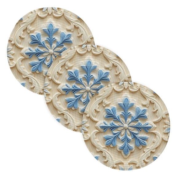BZSMCE Mats for Pots,Pans Place Blue Snowflake Simple Style Pattern Pot Mats