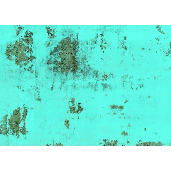 Ahgly Company Machine Washable Indoor Rectangle Abstract Turquoise Blue Modern Area Rugs, 2' x 4'