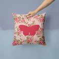 thumbnail image 2 of Butterfly Shabby Chic Pink Roses  Fabric Decorative Pillow, 2 of 4