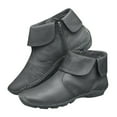 thumbnail image 4 of Ozmmyan Flanged Flat Bottom Side Zipper Low-barrel Leather Zipper Short Women Boots for Women, 4 of 7