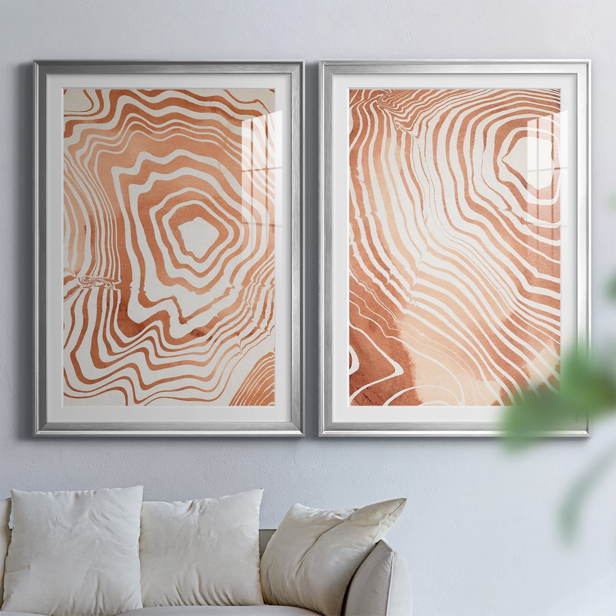 Wexford Home Wood Grain Suminagashi I Premium Framed Print, 18.5" x 24.5" - Ready to Hang, Silver (Set of 2)