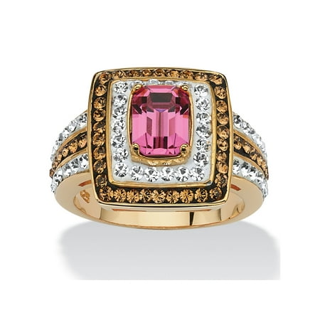 - Emerald-Cut Fuschia Crystal Cocktail Ring MADE WITH SWAROVSKI ELEMENTS 18k Gold over Sterling Silver