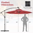 thumbnail image 3 of Gymax 10Ft Offset Hanging Umbrella Patio Outdoor w/ 32 Solar LED Lights Burgundy, 3 of 10