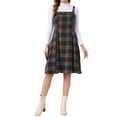 thumbnail image 1 of VESTIDO CON TIRANTES INSPIRADO EN CHIC para Mujeres, Cuello Cuadrado, Vestido Midi A-Line, Overall, S, Azul Marino Verde, 1 of 6