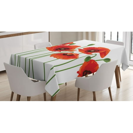 

Floral Tablecloth Poppies of Spring Season Pastoral Flowers Botany Bouquet Field Nature Theme Art Rectangular Table Cover for Dining Room Kitchen 60 X 84 Inches Red and Green by Ambesonne