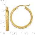thumbnail image 2 of 14k Gold Polished and Satin Sparkle-Cut Fancy Hoop Earrings 26.49x25.52mm Wide 3mm Thick Hoop Earring for Women, 2 of 2
