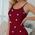 thumbnail image 5 of Women A-line Nightgown Women Summer Nightgown Heart Printing Shirring Edge Backless Spaghetti Strap A-line Mini Sleepwear Dress Thin Above the Knee, 5 of 6