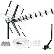 Five Star Outdoor HDTV Antenna up to 200 mile Attic or Roof Mount 4K 1080P VHF UHF Supports 4 TVs & J Mount