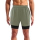 thumbnail image 5 of Pantalones cortos para correr 2 en 1 para hombres Pantalones cortos de entrenamiento de gimnasio de secado rápido para hombres con bolsillo para teléfono - Verde Adepaton BST3009858-4, 5 of 6