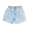 thumbnail image 2 of ATOGUTA Girls' Casual Denim Shorts Cute Summer Trendy Fashion Jean Shorts High Waist Straight Leg Clothes Jorts Size 5T-15, Blue, 2 of 4