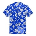thumbnail image 1 of Men's Hawaiian Shirt Aloha Shirt M Royal Blue Hibiscus, 1 of 2