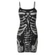 thumbnail image 2 of VISgogo Vestido ajustado para mujer, tirantes finos, sin mangas, con estampado de hueso humano, minivestidos con tirantes VISgogo moda, 2 of 5
