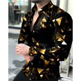 thumbnail image 1 of Camisa de hombre con puños geométricos para uso diario, estilo resort, manga larga, abotonada, ropa de diseño informal, 1 of 6