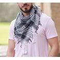 thumbnail image 2 of Bufanda musulmana árabe palestina, 2 uds., táctica militar, cabeza, cara, cuello, capucha, pañuelo con flecos (blanco), 2 of 2
