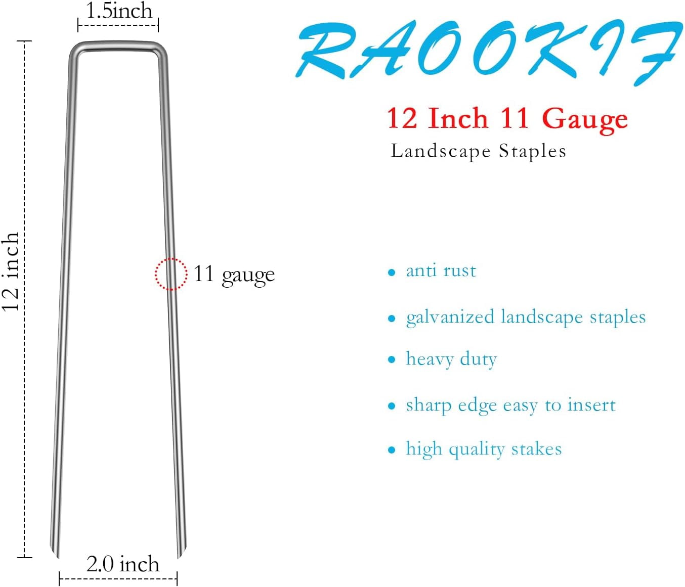 12 Inch Galvanized Garden Stakes, 200Pcs Heavy Duty Metal Ground Stakes for Lawn, Fence, Tent, and Decor