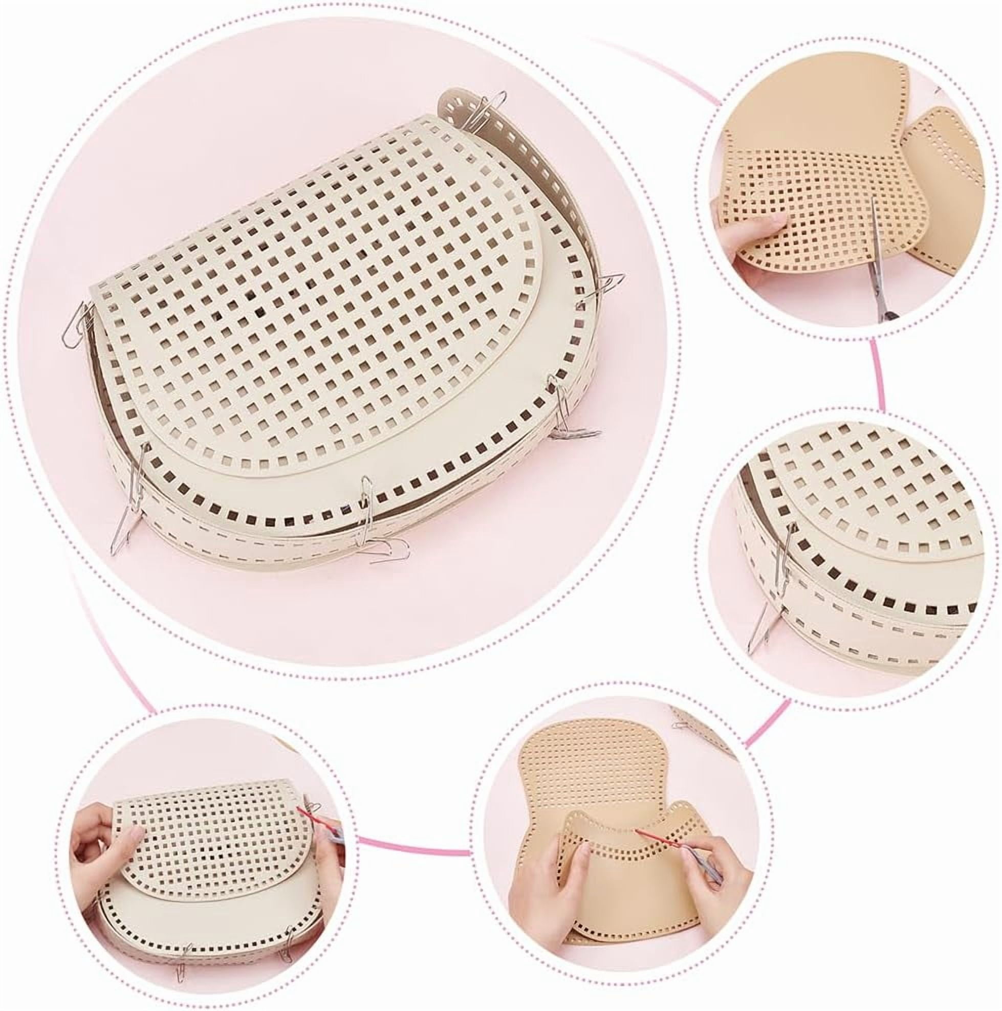 4 Sets DIY PU Leather Bag Knitting Set PU Leather Mesh Sheet Kit for Crochet Bag Making Handmade Handbag Crochet Kit for Acrylic Yarn Crafting Knit and Crochet Projects 4 Colors Colorful DIY