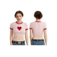 thumbnail image 2 of Raccmtaty Women's Plush Crop Tops Short Sleeve Crewneck Heart/Cherry/Star Print Short T-shirt, 2 of 8