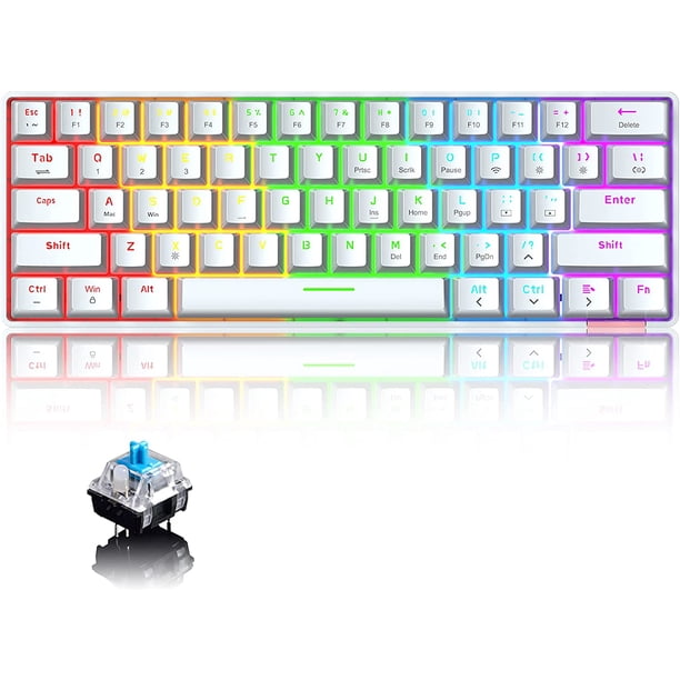 60% Wireless Mechanical Gaming Keyboard with Rainbow RGB Backlight ...
