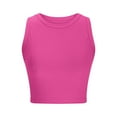 thumbnail image 2 of Crop Tank Tops Womens Ribbed Knit Slim Fit Summer Tanks Blouses Solid Color Sleeveless Crew Neck Tees (L, Hot Pink), 2 of 6