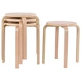 thumbnail image 2 of Patiojoy 4 pcs 17" Round Stacking Stool Dining Chair Set Backless Wood Seats Natural, 2 of 8