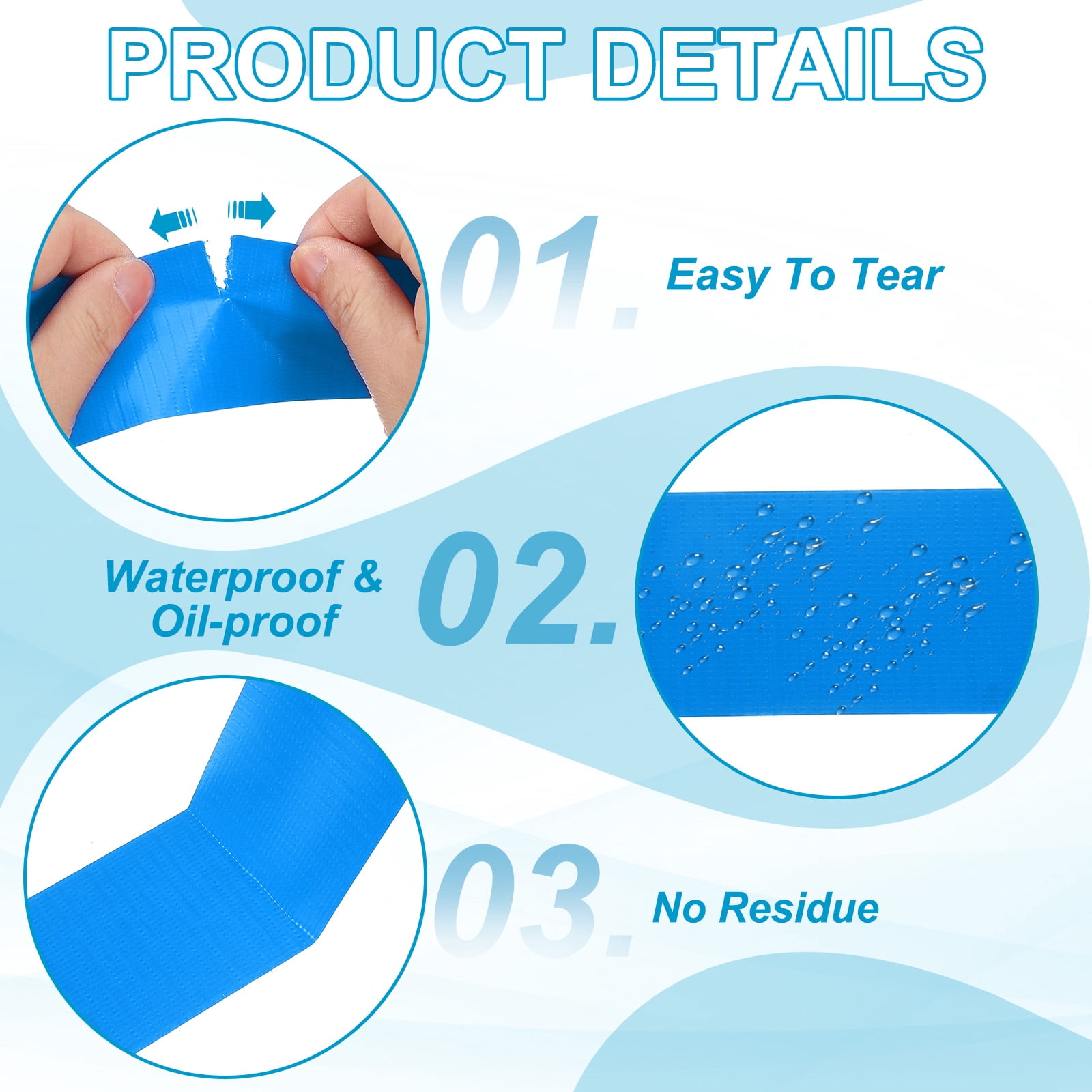 Pickleball Court Tape, Waterproof Court Line Tape for Cables Photography Blue 2 in x 55 Yard